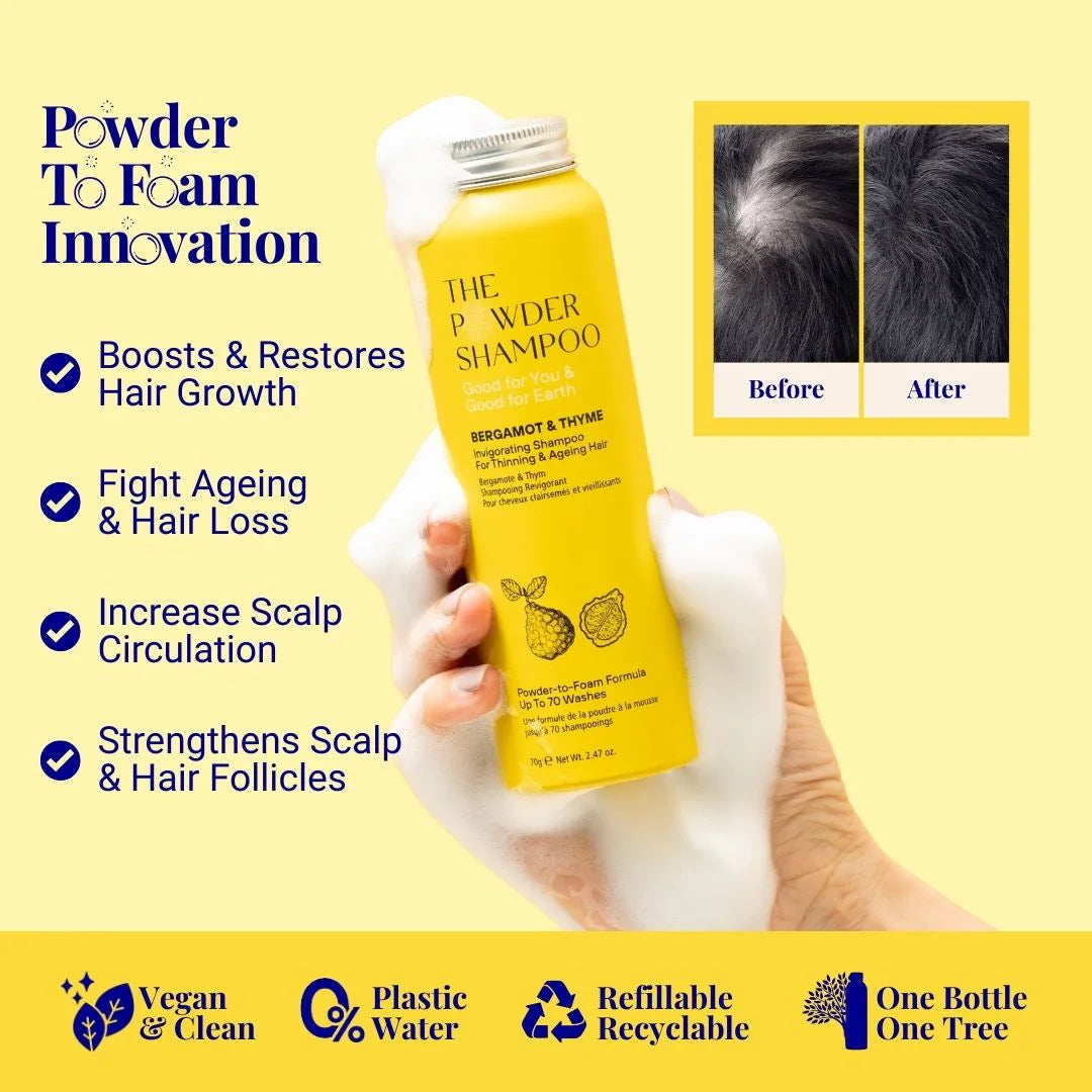 Invigorating Shampoo For Thinning & Ageing Hair Bergamot, Biotin, Ginger & Ginseng 70g / 2.47oz