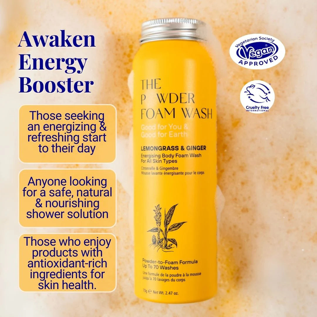 Energising Body Foam Wash For All Skin Types Lemongrass & Turmeric 70g / 2.47oz