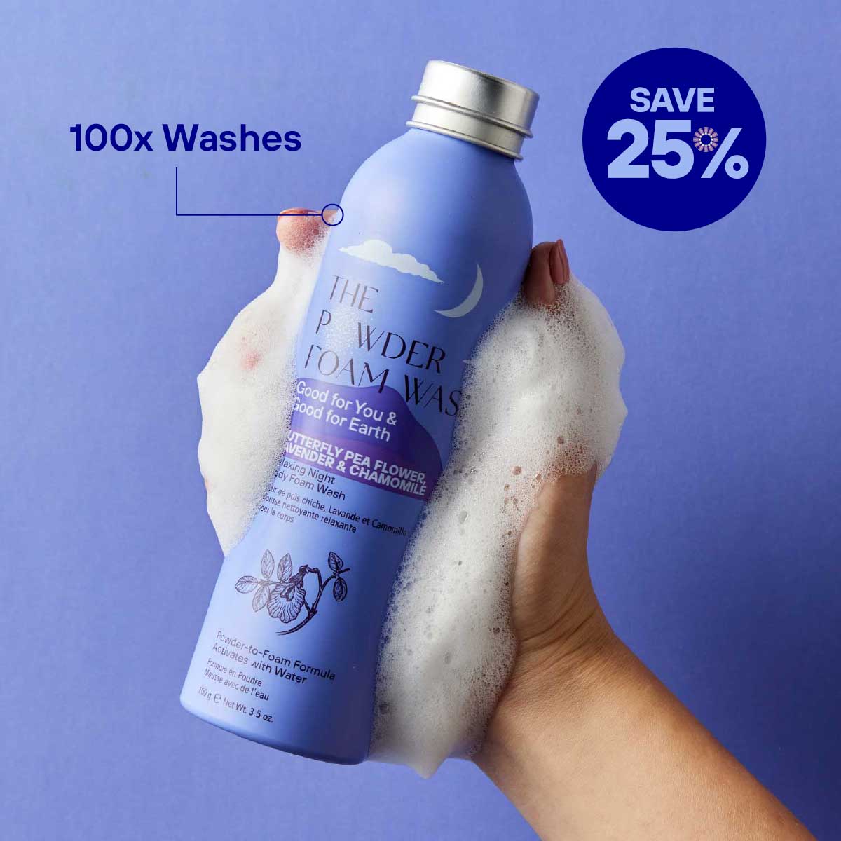 Relaxing Body Foam Wash For All Skin Types Lavender & Chamomile  100g / 3.5oz