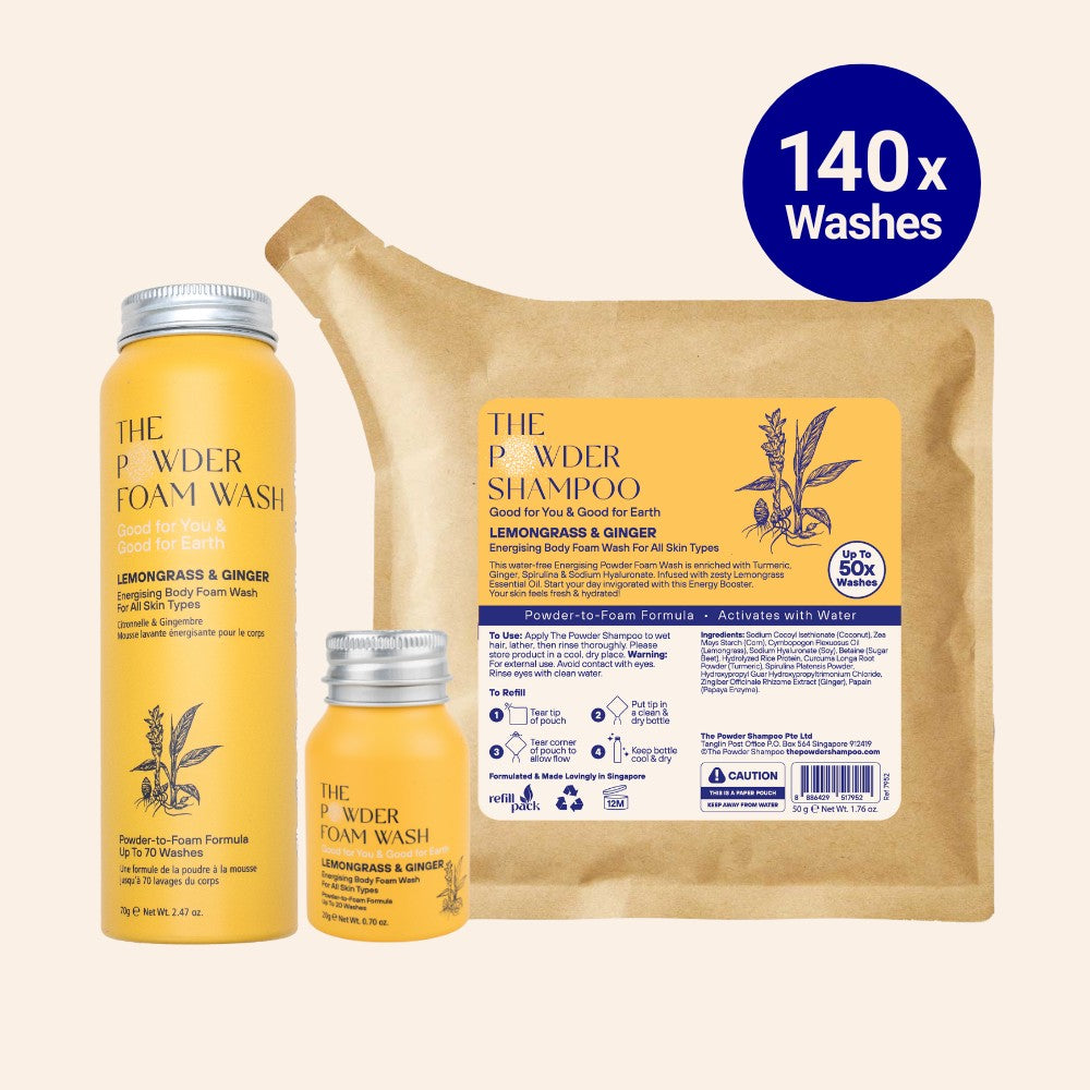 Energising Body Foam Wash For All Skin Types Lemongrass & Turmeric Starter Kit (140x Washes)