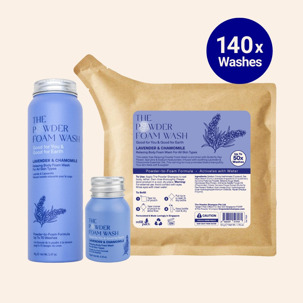 Relaxing Body Foam Wash For All Skin Types Lavender & Chamomile Starter Kit (140x Washes)