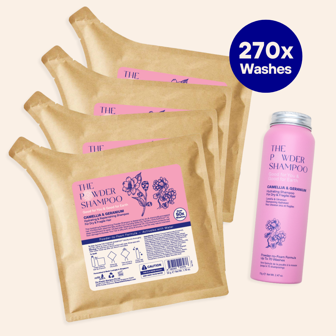 Hydrating Shampoo For Dry & Fragile Hair Camellia & Geranium (270x Washes - 1 Year Supply)