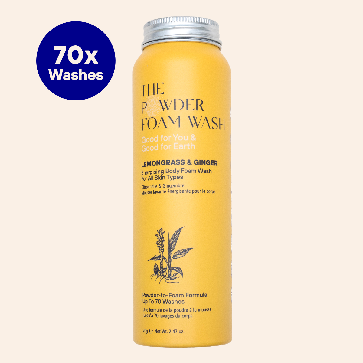 Energising Body Foam Wash For All Skin Types Lemongrass & Turmeric 70g / 2.47oz