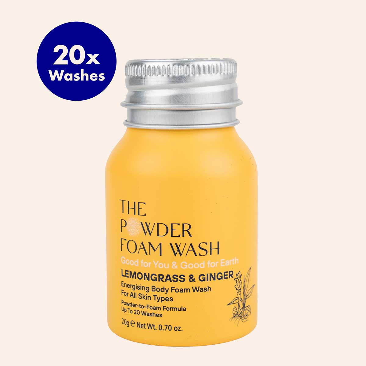 Energising Body Foam Wash For All Skin Types Lemongrass & Turmeric 20g / 0.70oz