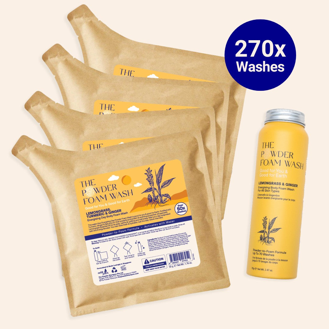 Energising Body Foam Wash For All Skin Types Lemongrass & Turmeric (270x Washes - 1 Year Supply)