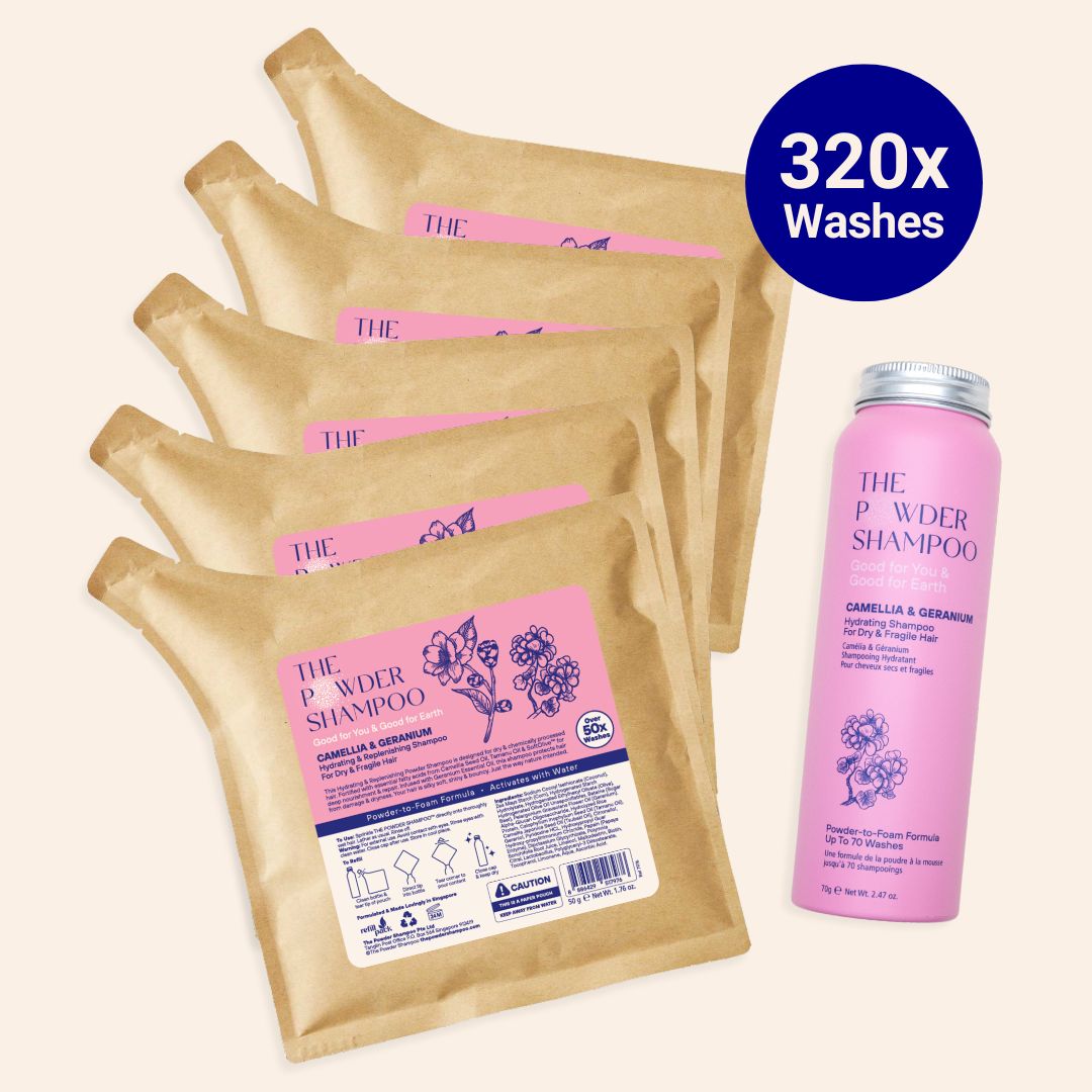 1 Year Supply (320x Washes) Hydrating Shampoo For Dry & Fragile Hair Camellia & Geranium