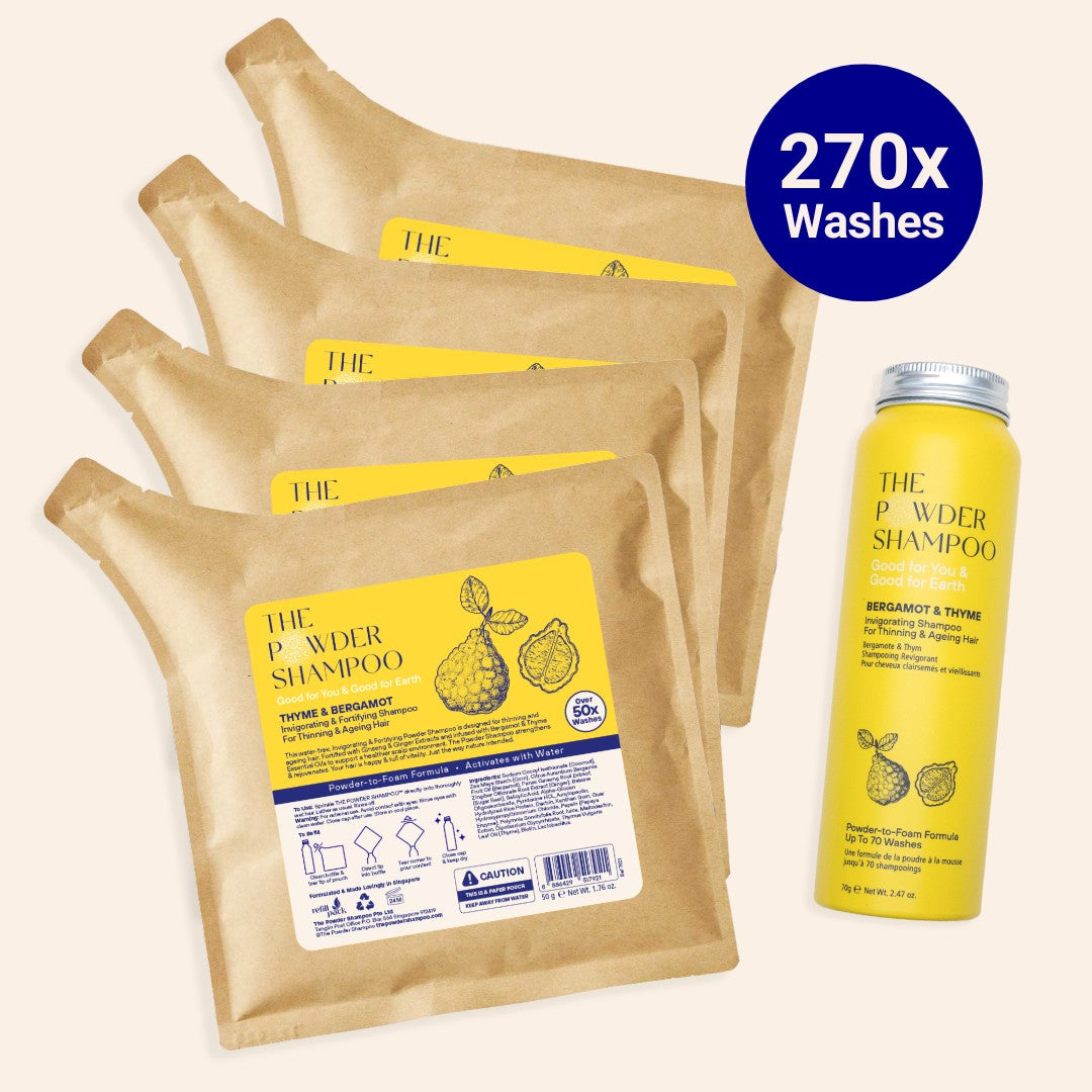 Invigorating Shampoo For Thinning & Ageing Hair Bergamot, Biotin, Ginger & Ginseng (270x Washes - 1 Year Supply)