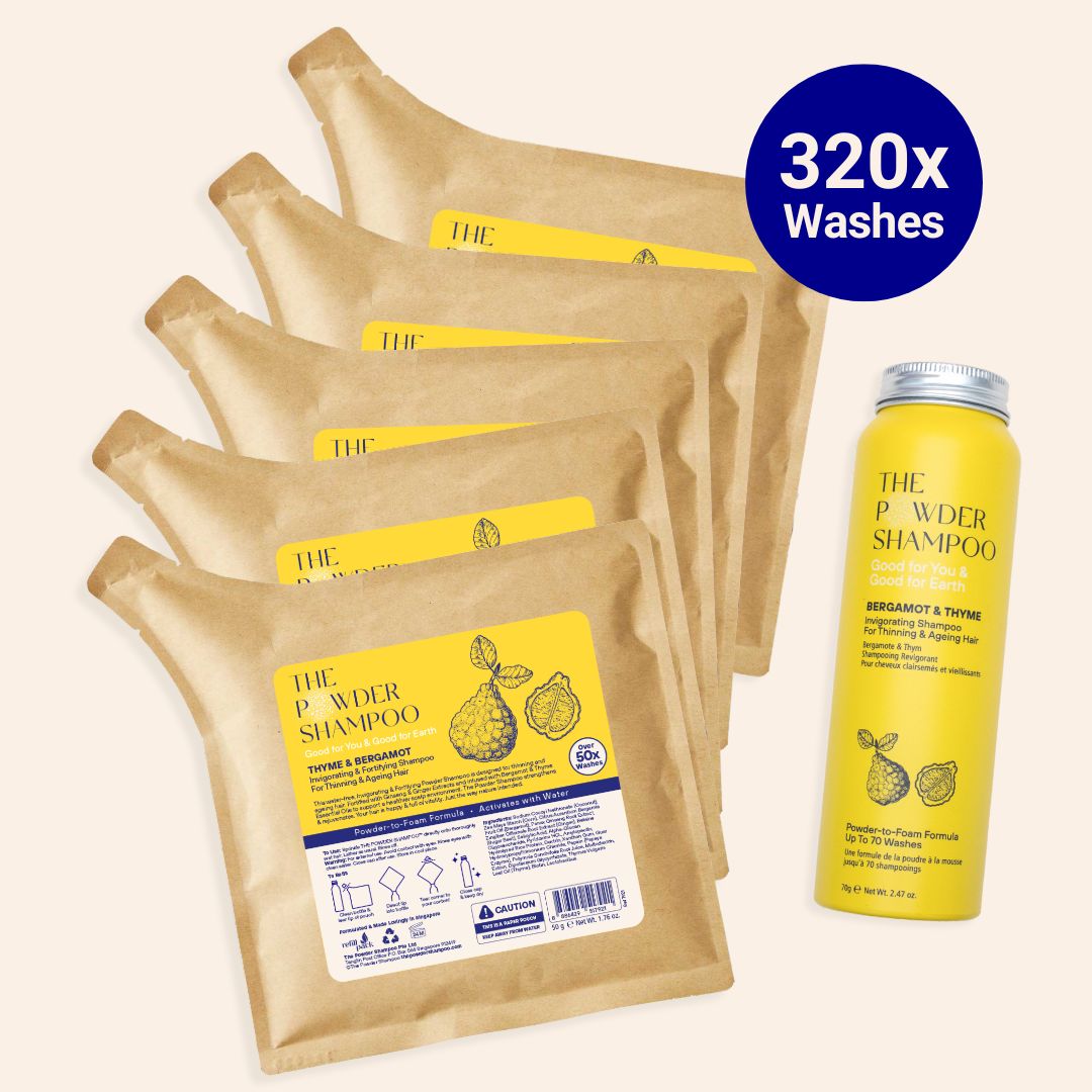 1 Year Supply - (320x Washes) Invigorating Shampoo For Thinning & Ageing Hair Bergamot, Biotin, Ginger & Ginseng